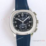 MMA Swiss Copy Patek Philippe Aquanaut Chronograph Flyback Blue Rubber Strap